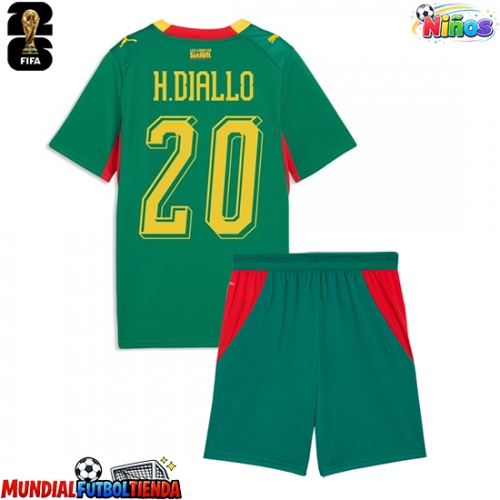Camiseta Senegal Habib Diallo #20 Segunda Equipación Replica Mundial 2026 para niños mangas cortas (+ Pantalones cortos)